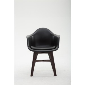 Silla de Confidente ROMAN, Patas Oscuras, Piel Negra