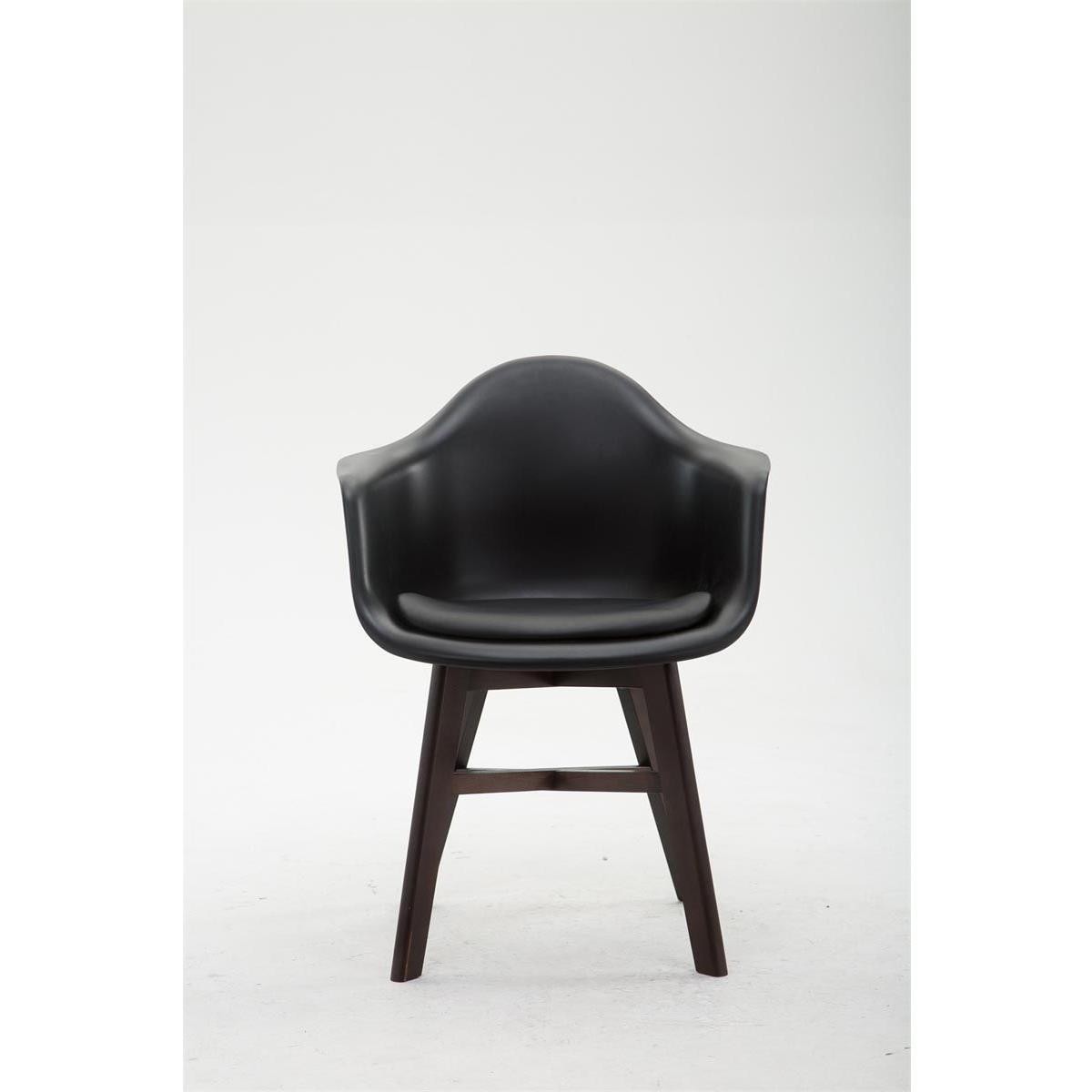 Silla de Confidente ROMAN, Patas Oscuras, Estructura en Plástico y Piel Negra
