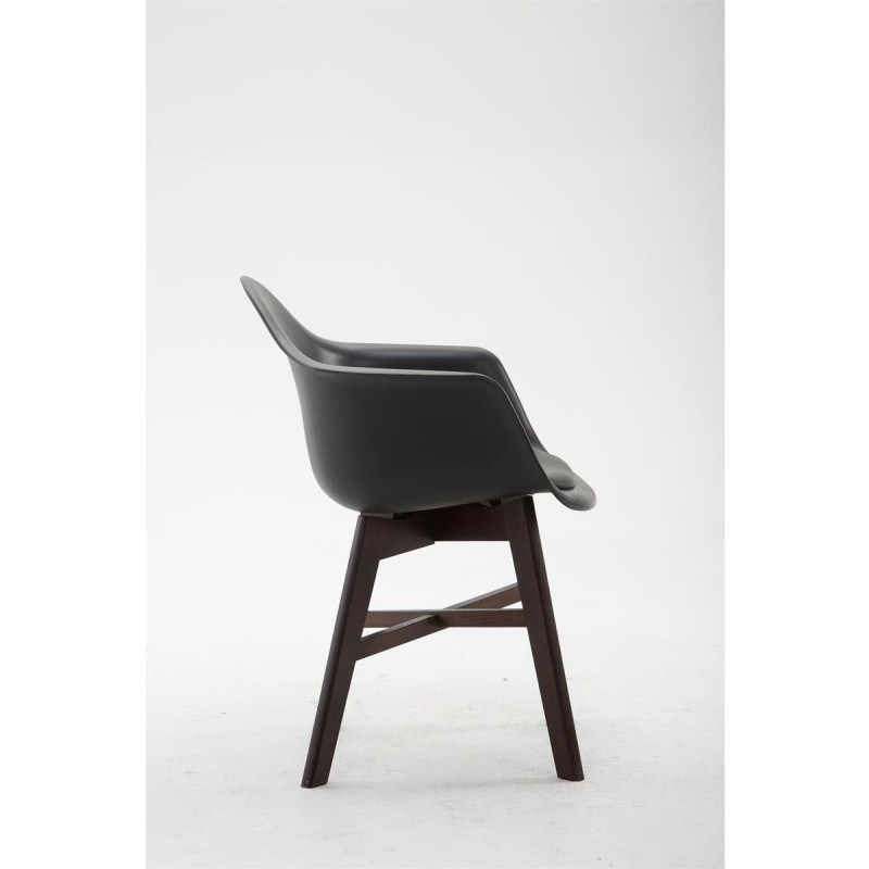 Silla de Confidente ROMAN, Patas Oscuras, Piel Negra
