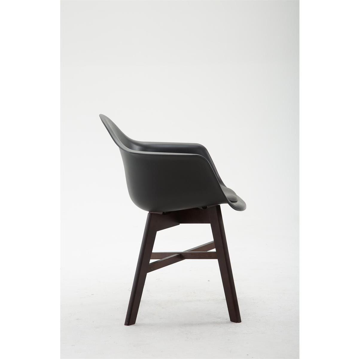 Silla de Confidente ROMAN, Patas Oscuras, Estructura en Plástico y Piel Negra