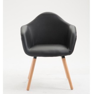 Silla de Confidente MARTA, Patas Claras, Piel Negra 2