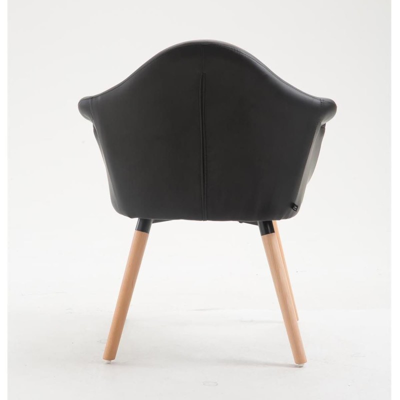 Silla de Confidente MARTA, Patas Claras, Piel Negra