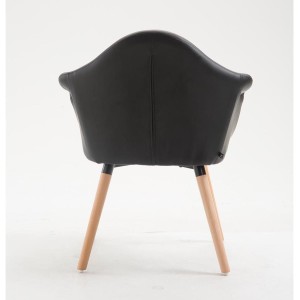 Silla de Confidente MARTA, Patas Claras, Piel Negra