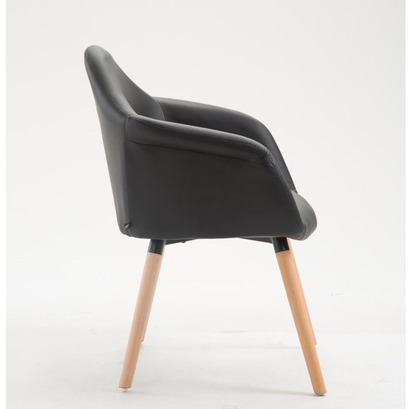 Silla de Confidente MARTA, Patas Claras, Piel Negra