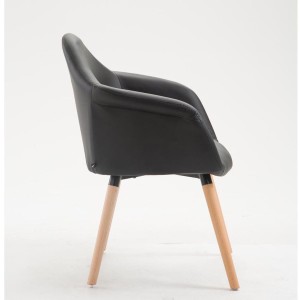 Silla de Confidente MARTA, Patas Claras, Piel Negra