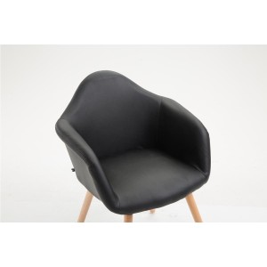 Silla de Confidente MARTA, Patas Claras, Piel Negra
