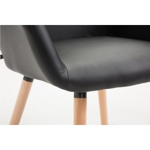 Silla de Confidente MARTA, Patas Claras, Piel Negra