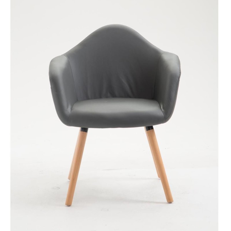 Silla de Confidente MARTA, Patas Claras, Piel Negra