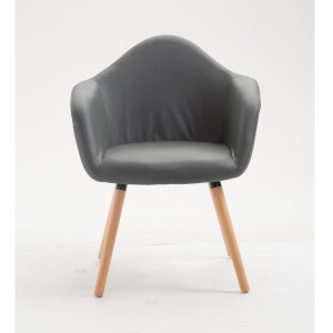 Silla de Confidente MARTA, Patas Claras, Piel Negra
