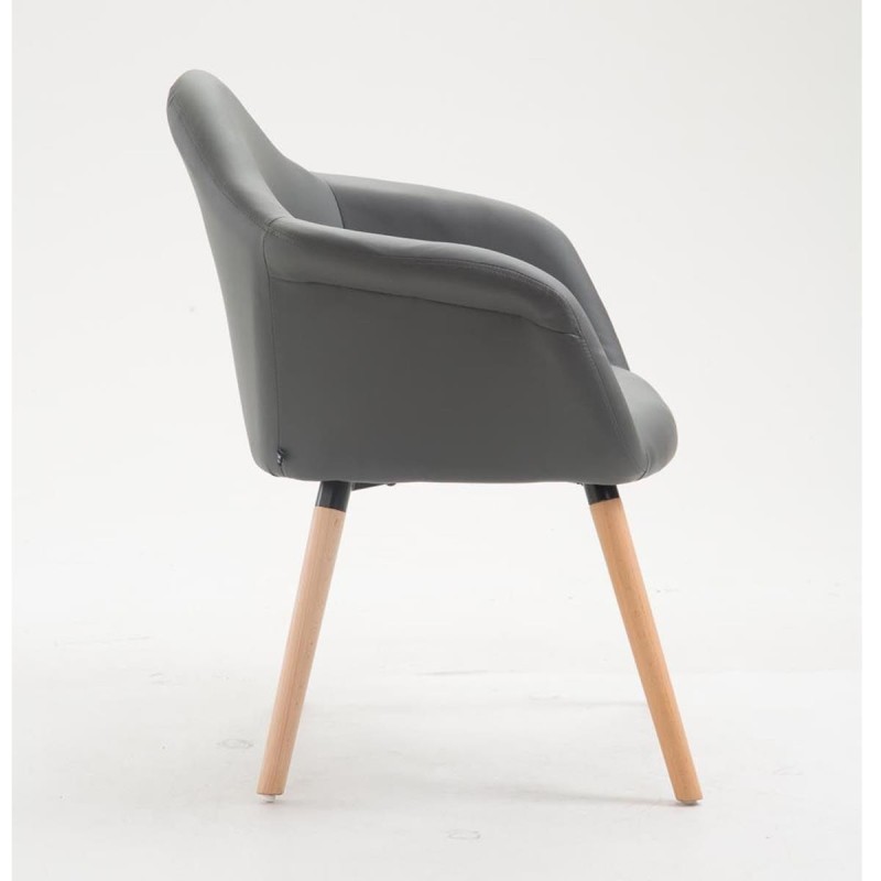 Silla de Confidente MARTA, Patas Claras, Piel Negra