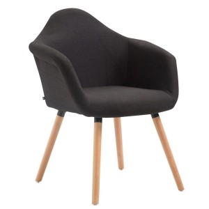 Silla de Confidente MARTA TELA, Patas Claras, Negro