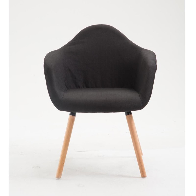 Silla de Confidente MARTA TELA, Patas Claras, Negro
