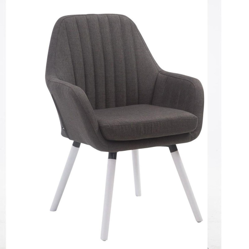 Silla de Confidente SERENA, Patas Blancas, en Tela Negra