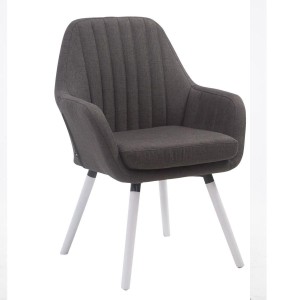 Silla de Confidente SERENA, Patas Blancas, en Tela Negra