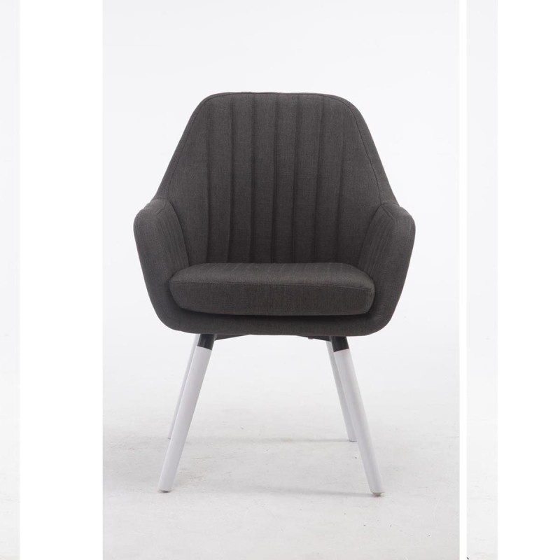 Silla de Confidente SERENA, Patas Blancas, en Tela Negra