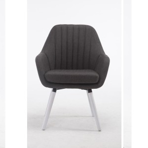 Silla de Confidente SERENA, Patas Blancas, en Tela Negra