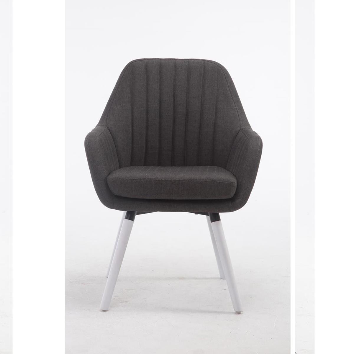 Silla de Confidente SERENA, Patas Blancas, en Tela Negra