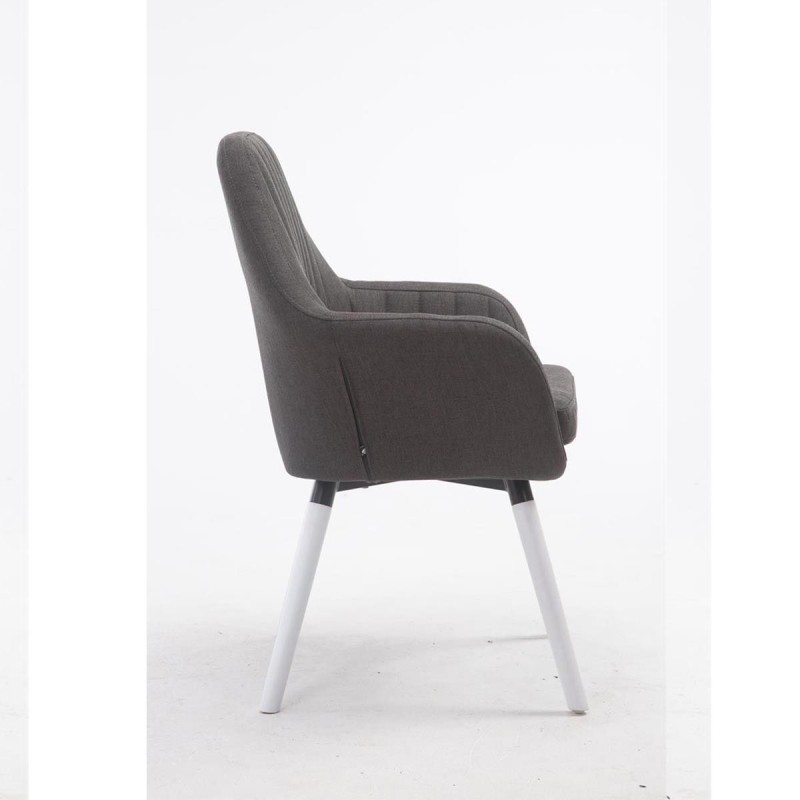 Silla de Confidente SERENA, Patas Blancas, en Tela Negra