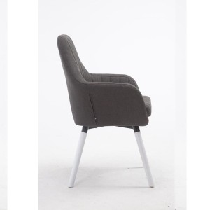 Silla de Confidente SERENA, Patas Blancas, en Tela Negra