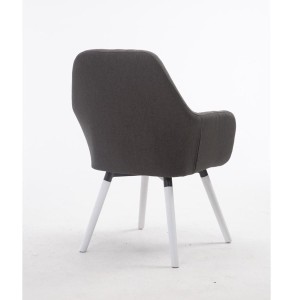 Silla de Confidente SERENA, Patas Blancas, en Tela Negra