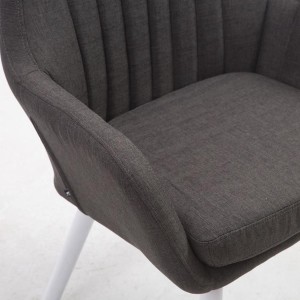 Silla de Confidente SERENA, Patas Blancas, en Tela Negra
