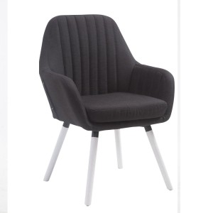 Silla de Confidente SERENA, Patas Blancas, en Tela Negra