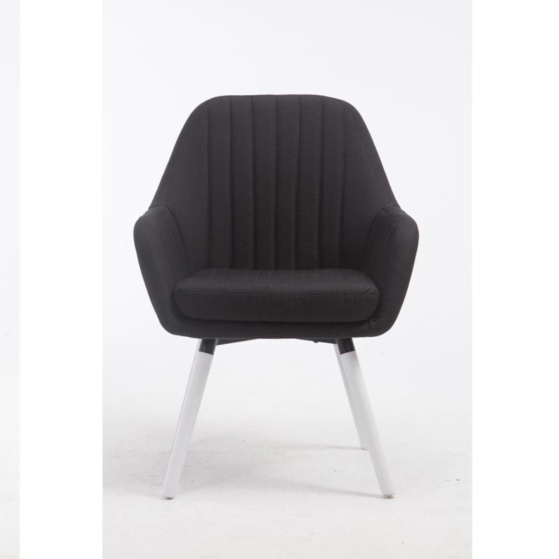 Silla de Confidente SERENA, Patas Blancas, en Tela Negra