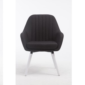 Silla de Confidente SERENA, Patas Blancas, en Tela Negra
