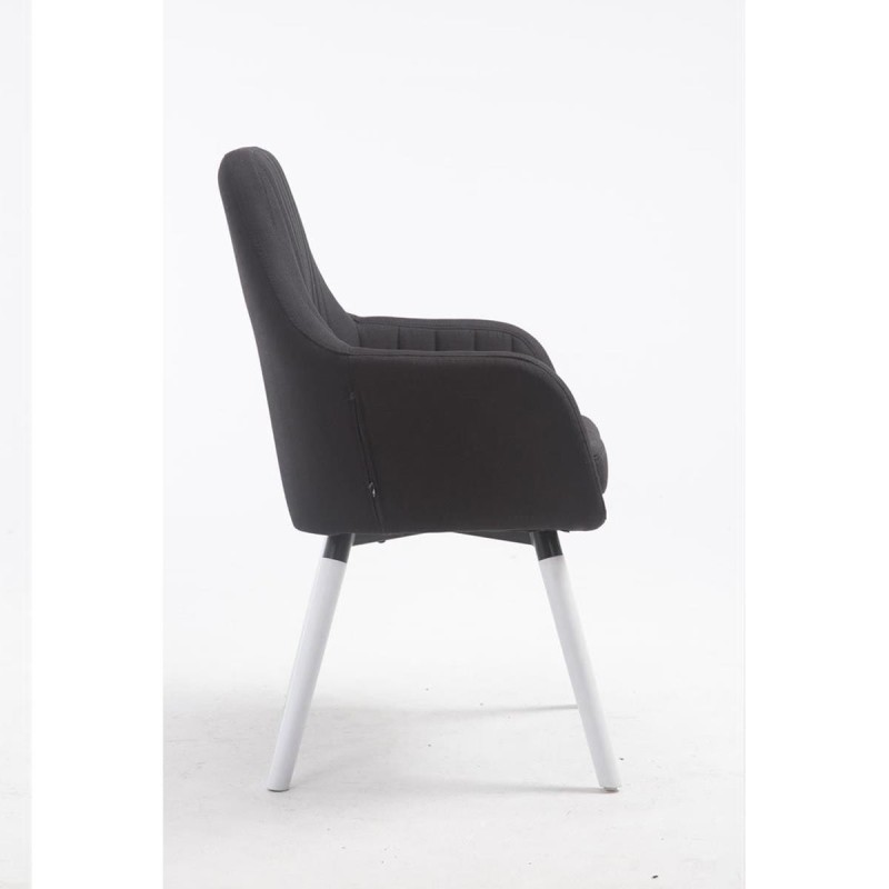 Silla de Confidente SERENA, Patas Blancas, en Tela Negra