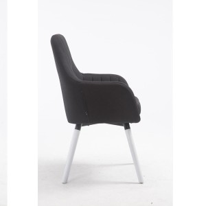 Silla de Confidente SERENA, Patas Blancas, en Tela Negra