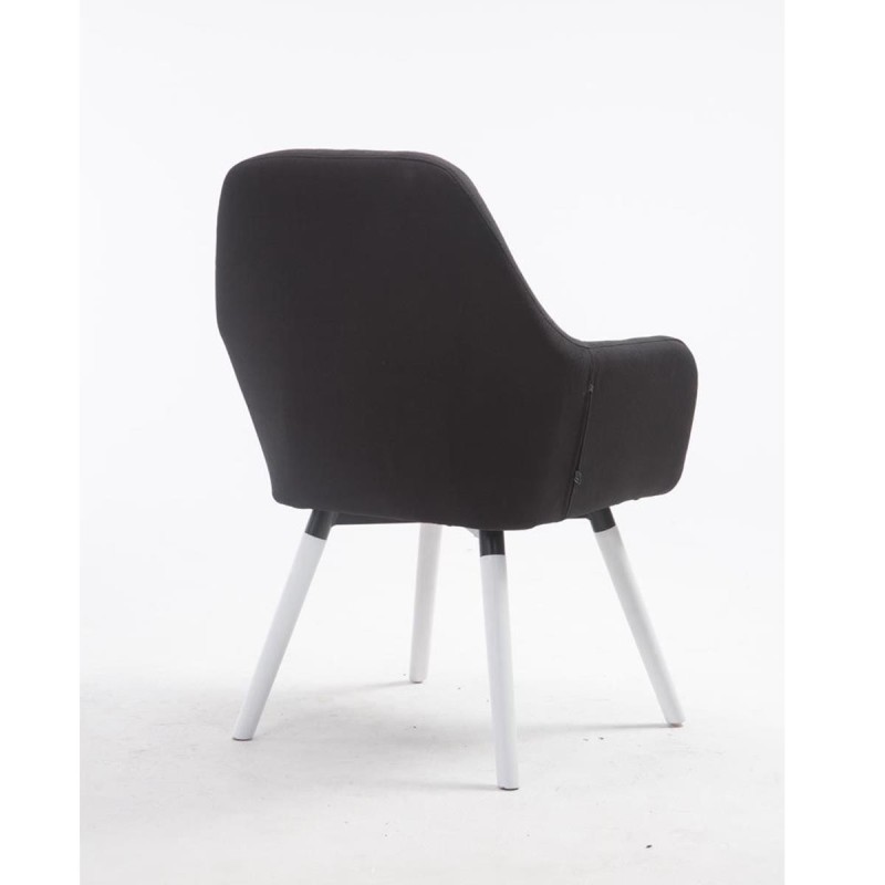 Silla de Confidente SERENA, Patas Blancas, en Tela Negra