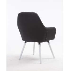 Silla de Confidente SERENA, Patas Blancas, en Tela Negra
