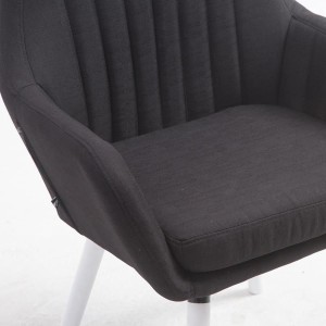 Silla de Confidente SERENA, Patas Blancas, en Tela Negra
