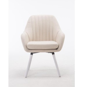 Silla de Confidente SERENA, Patas Blancas, en Tela Negra