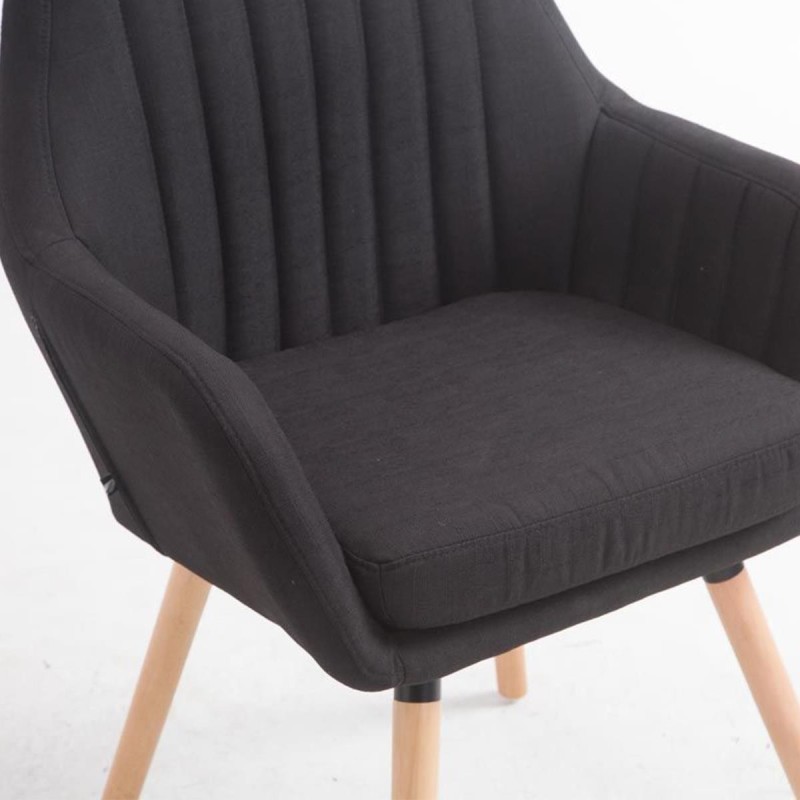 Silla de Confidente SERENA, Patas Claras, en Tela Negra