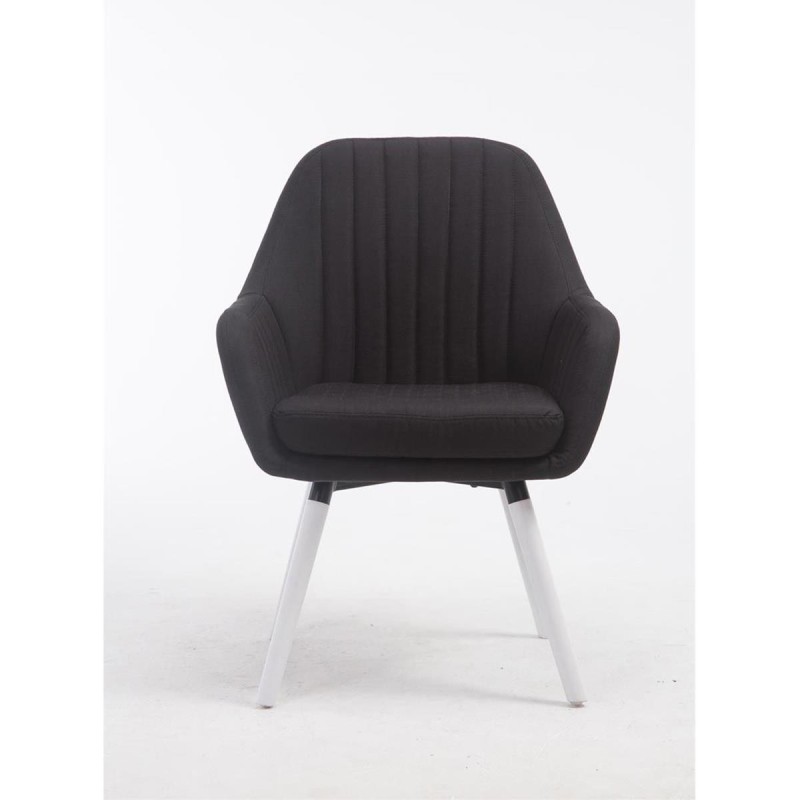 Silla de Confidente SERENA, Patas de Roble Blancas, en Tela Negra