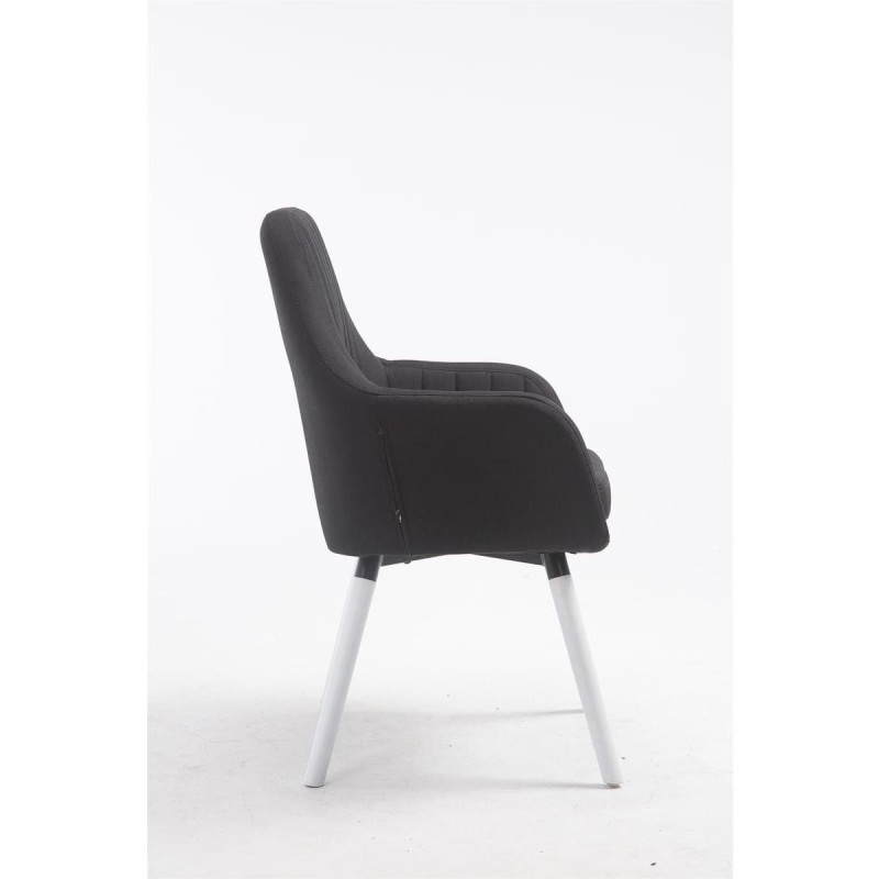 Silla de Confidente SERENA, Patas de Roble Blancas, en Tela Negra
