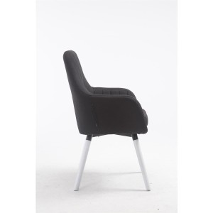 Silla de Confidente SERENA, Patas de Roble Blancas, en Tela Negra