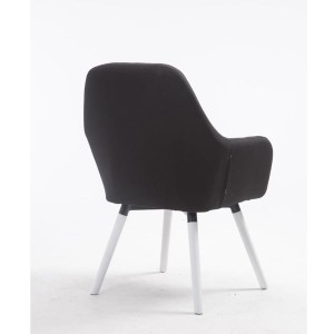 Silla de Confidente SERENA, Patas de Roble Blancas, en Tela Negra