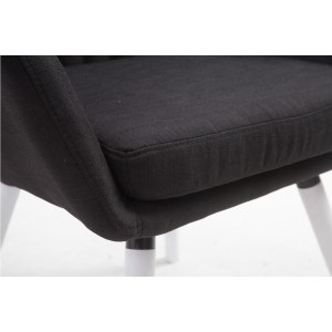 Silla de Confidente SERENA, Patas de Roble Blancas, en Tela Negra