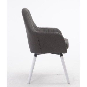 Silla de Confidente SERENA, Patas de Roble Blancas, en Tela Negra