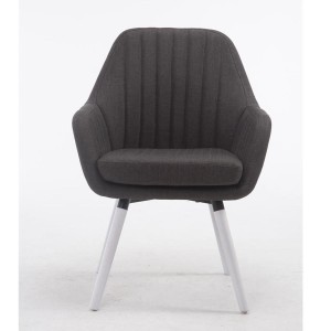 Silla de Confidente SERENA, Patas de Roble Blancas, en Tela Negra