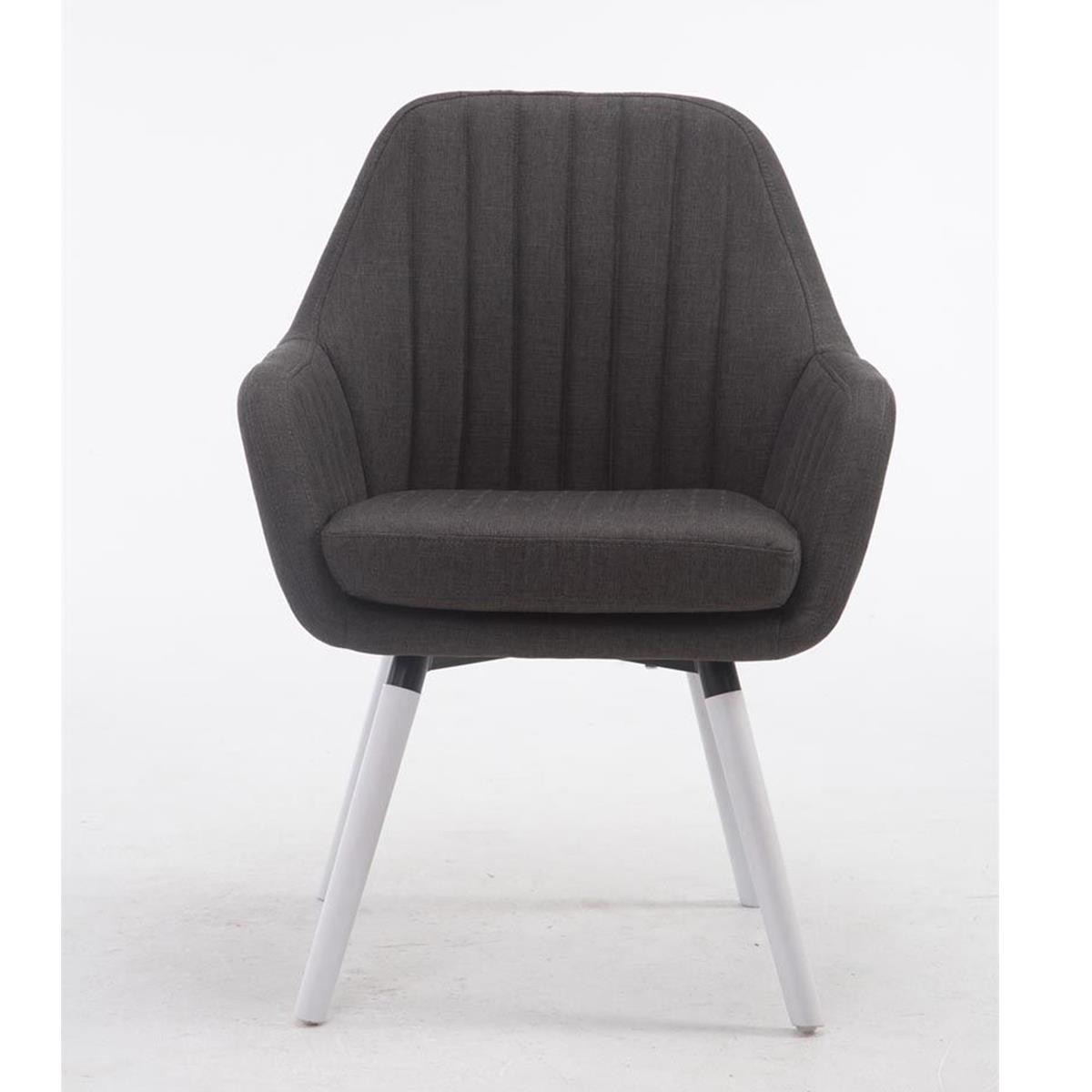 Silla de Confidente SERENA, Patas de Roble Blancas, en Tela Negra