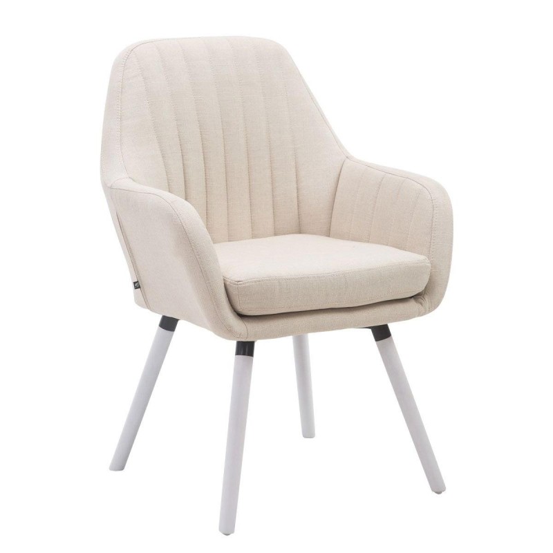 Silla de Confidente SERENA, Patas de Roble Blancas, en Tela Negra