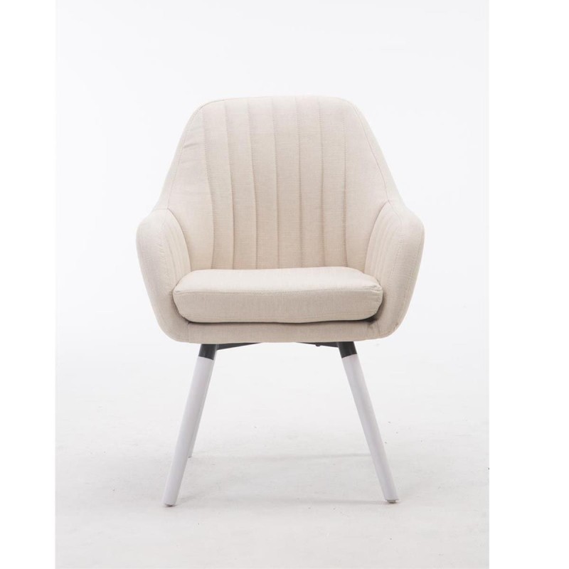 Silla de Confidente SERENA, Patas de Roble Blancas, en Tela Negra