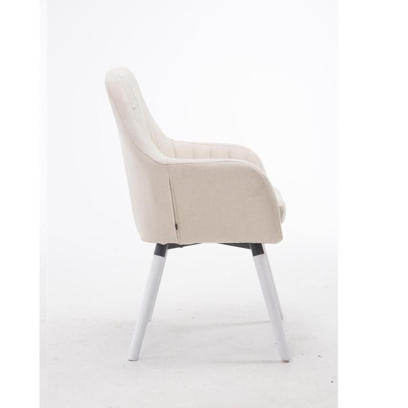 Silla de Confidente SERENA, Patas de Roble Blancas, en Tela Negra