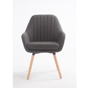 Silla de Confidente SERENA, Patas de Roble Claras, en Tela Negra
