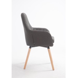 Silla de Confidente SERENA, Patas de Roble Claras, en Tela Negra