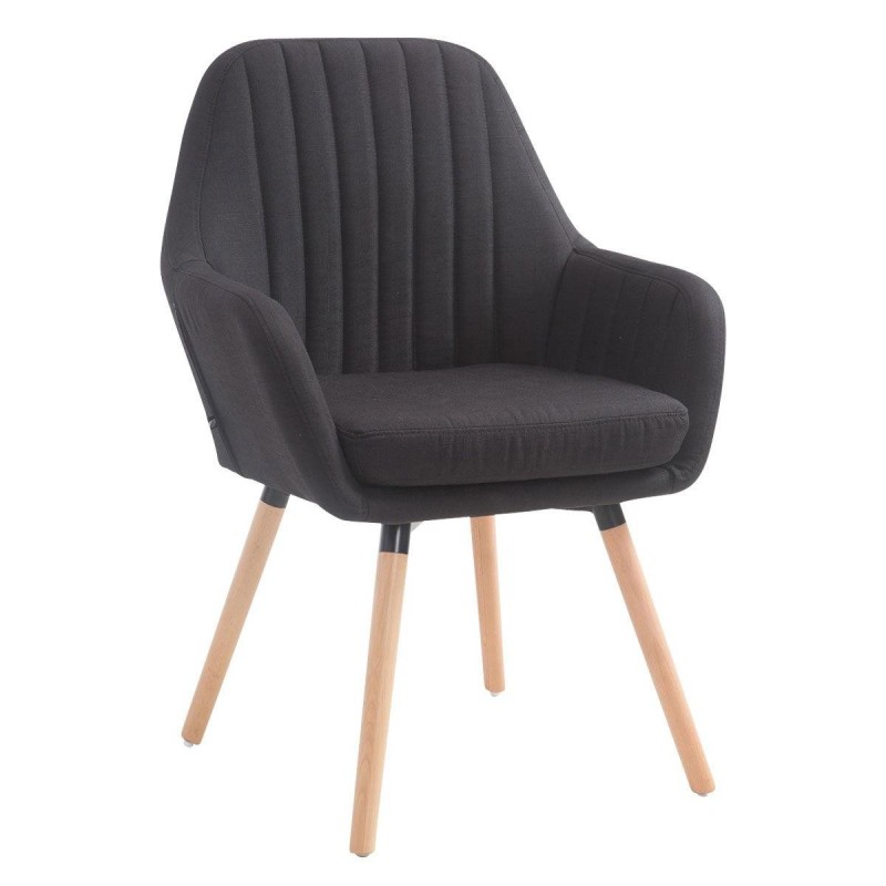 Silla de Confidente SERENA, Patas de Roble Claras, en Tela Negra