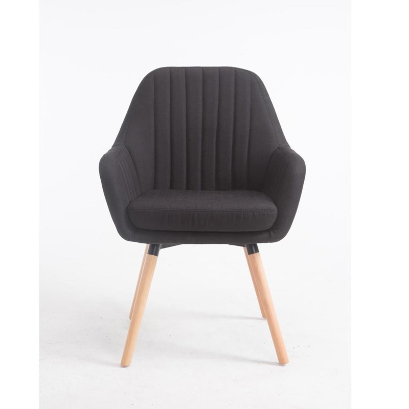 Silla de Confidente SERENA, Patas de Roble Claras, en Tela Negra
